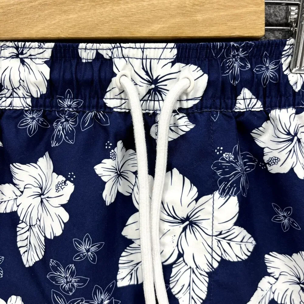 Amazon Essentials Board Swim Shorts Mens XXL Blue‎ White Floral Tropical Print